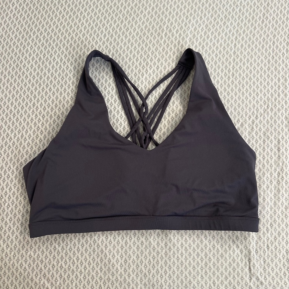 Strappy Plunge Sports Bra - Charcoal
